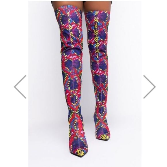 Multicolor Snake, Thigh Boots - Picture 3 of 5